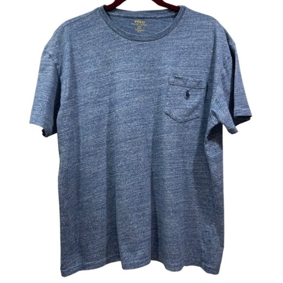 POLO RALPH LAUREN Men's Short Sleeve Pocket Tee Heathered Blue Size L - Picture 1 of 6